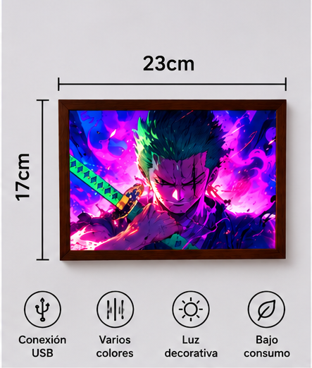Cuadro luminoso anime con luz de colores
